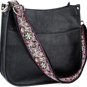 Vegan Leather Crossbody Bags for Women, Crossbody Purse with Guitar Strap Zipped